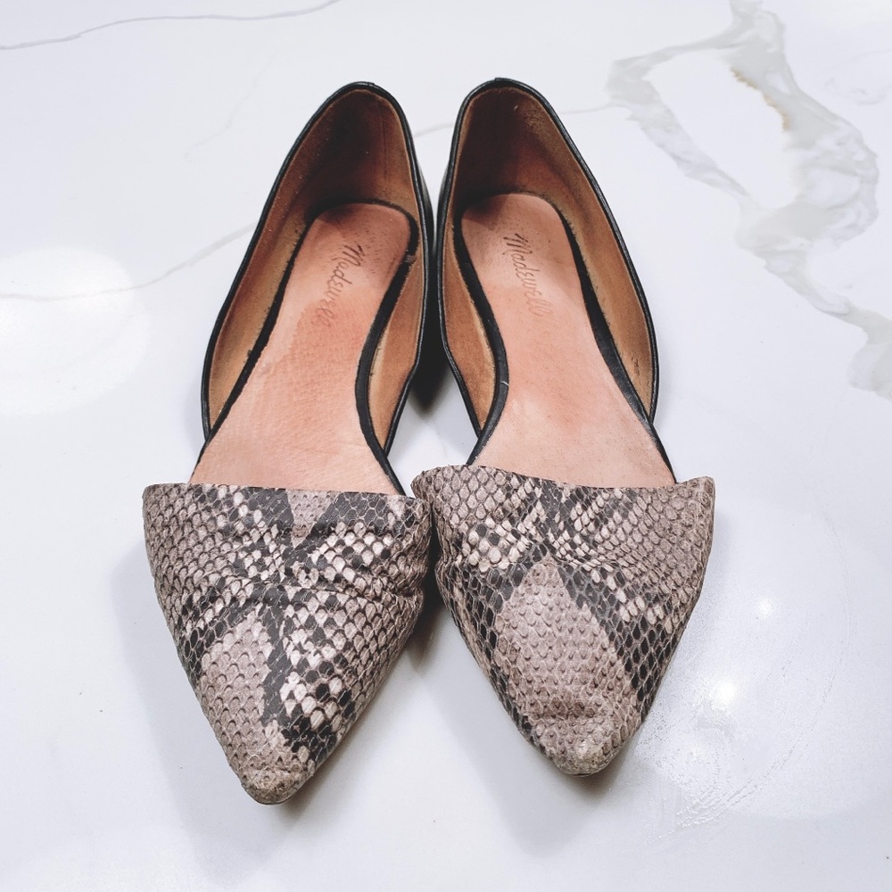 Madewell Flats with snake print.